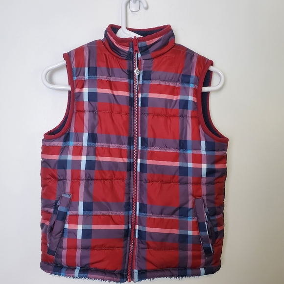 Andy & Evan Reversible Plaid Sherpa Puffer Vest - Picture 1 of 7